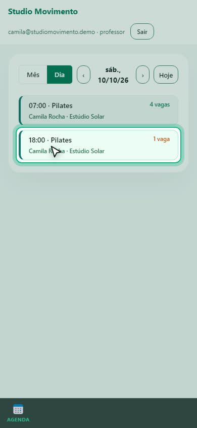 Turma das 18h: quem reservou, numa lista.